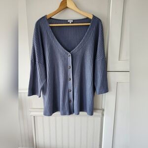 Kismet blue button cardigan size xl 3/4 length sleeve